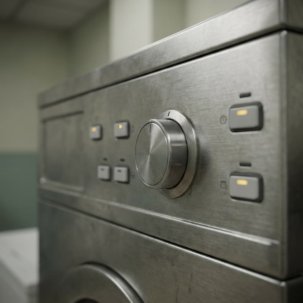 Commercial dryer control panel close-up