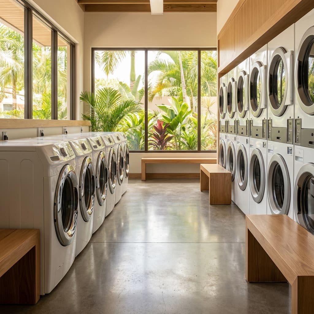 Bright Florida laundromat interior