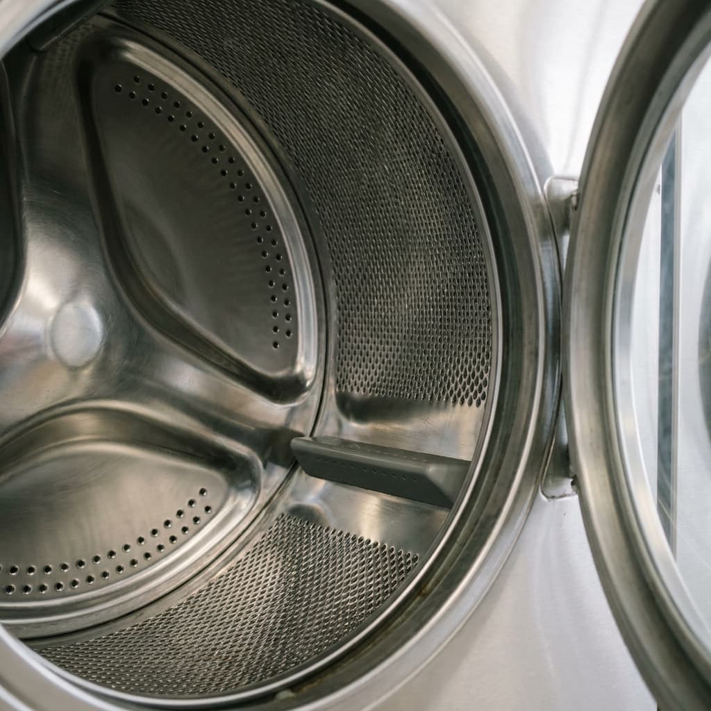 Stainless steel commercial washer drum interior
