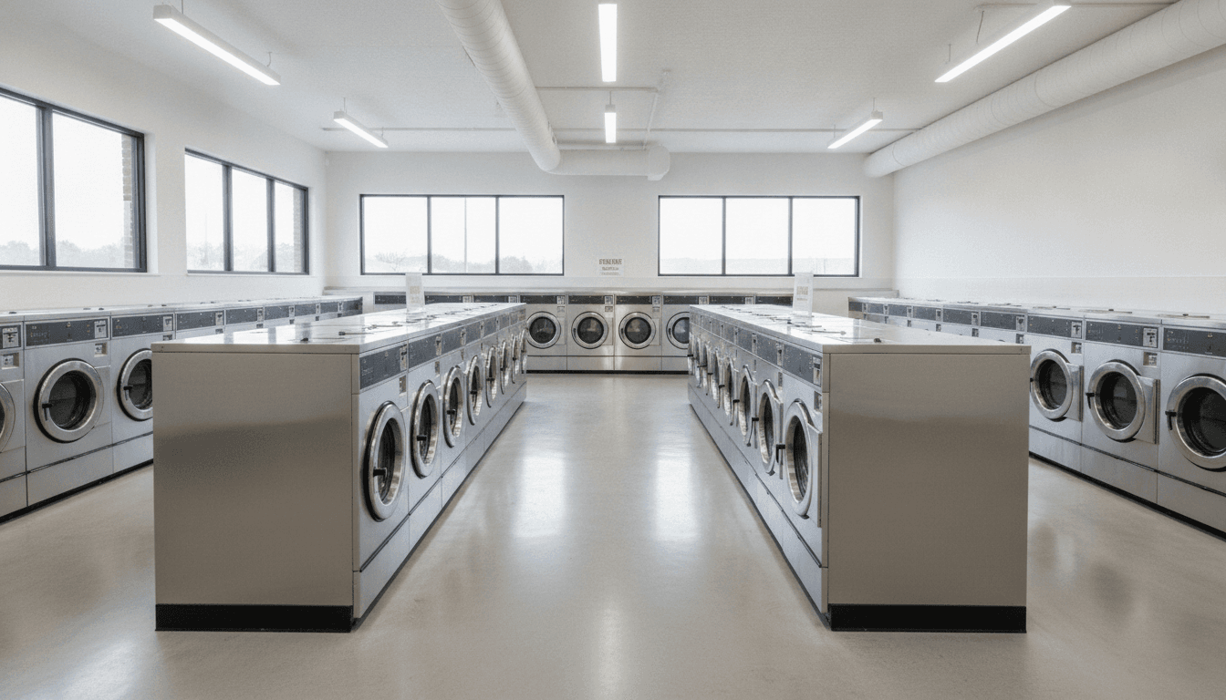 A laundromat interior a buyer is financing