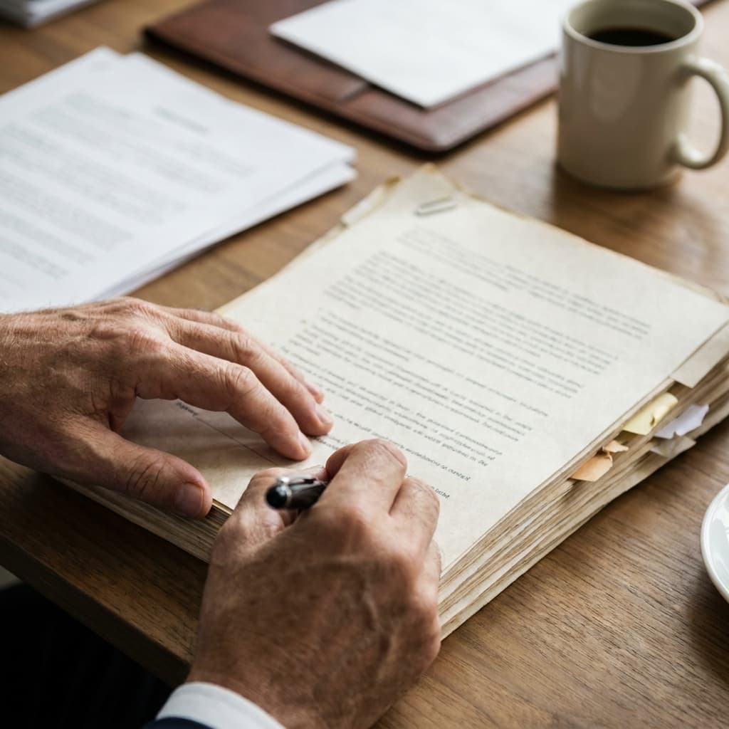 Signing closing documents at a desk
