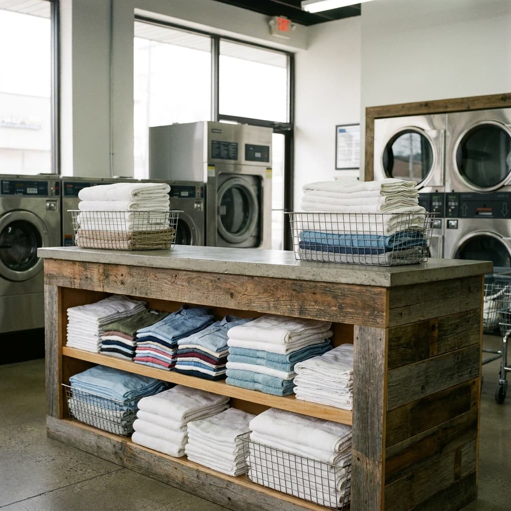 Wash-dry-fold service counter