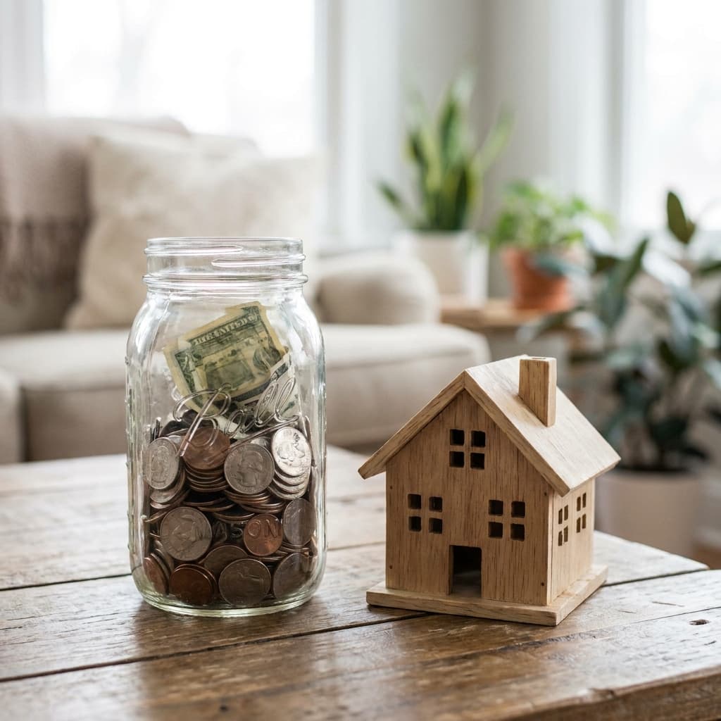 Coin jar and a small model house
