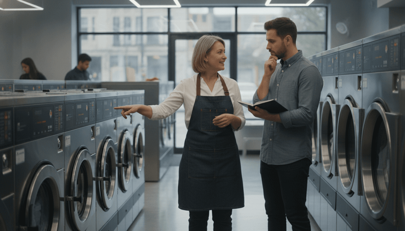 Documents and pen for papering a laundromat seller note