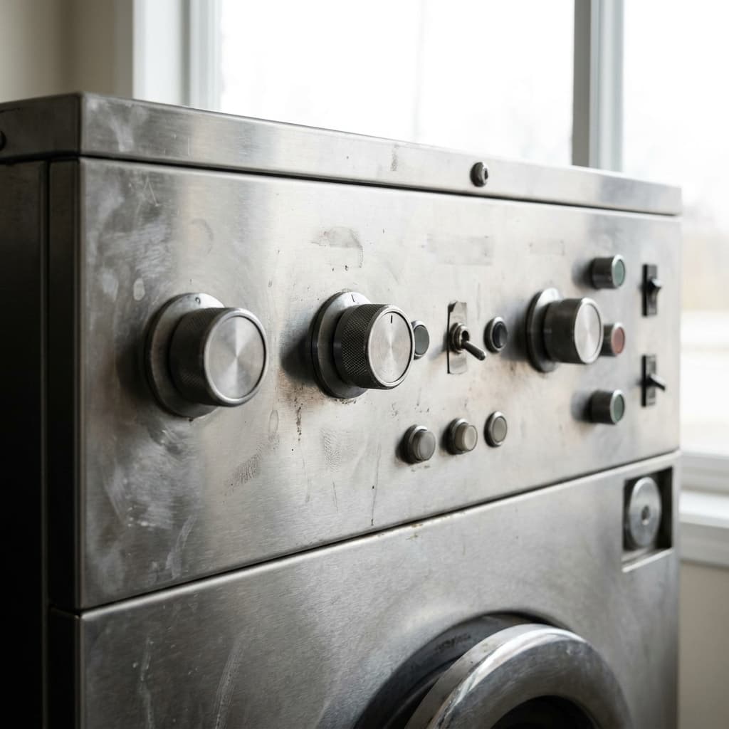 Commercial washing machine control panel close-up