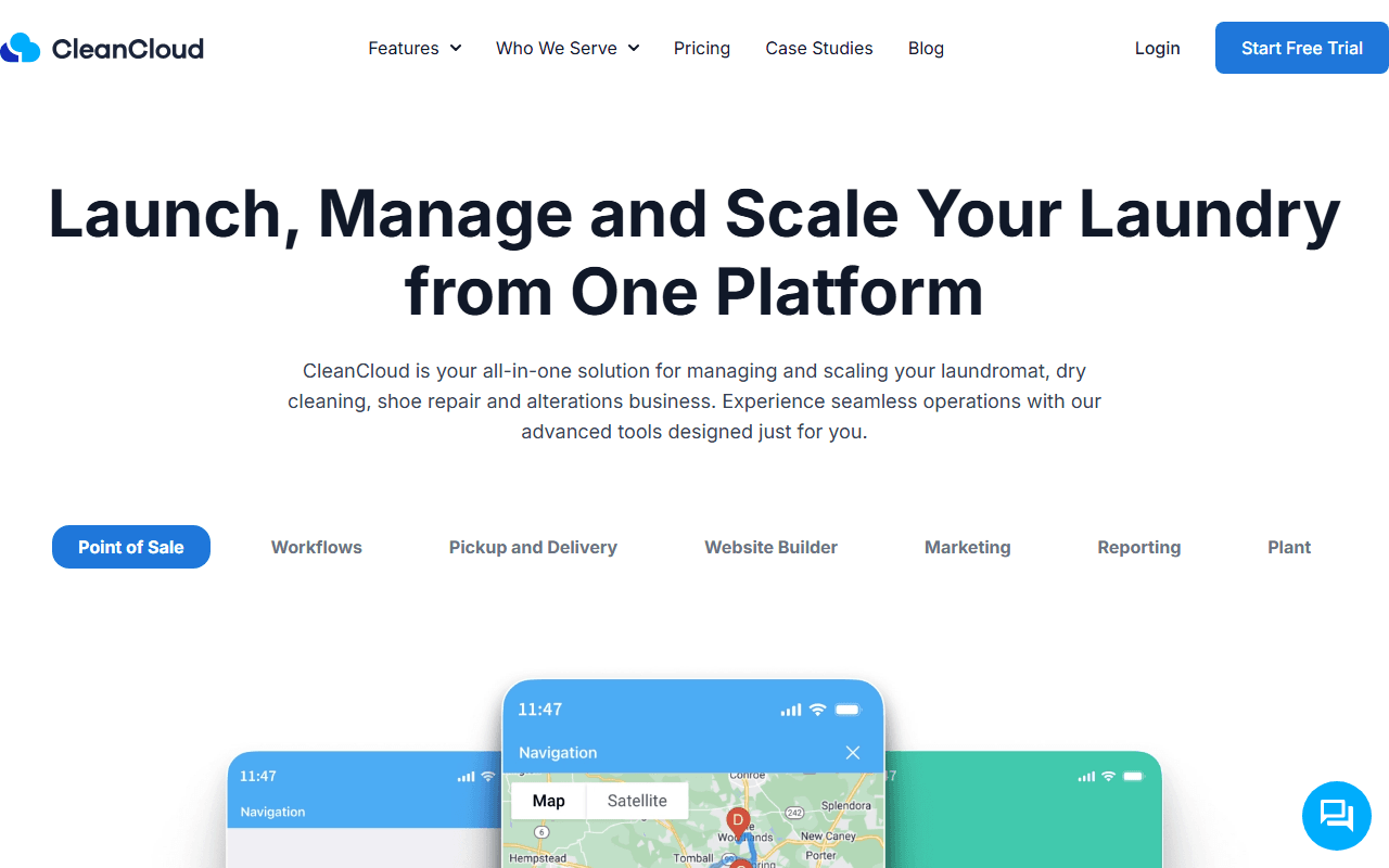 Screenshot of the CleanCloud website