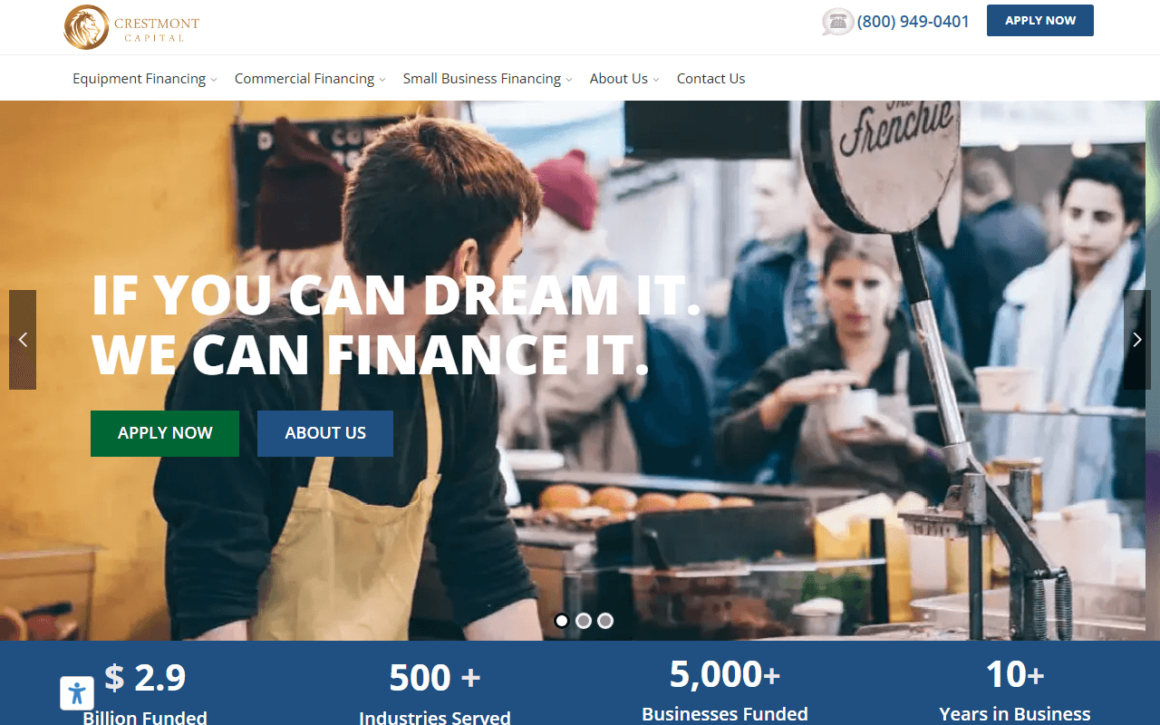 Screenshot of the Crestmont Capital website
