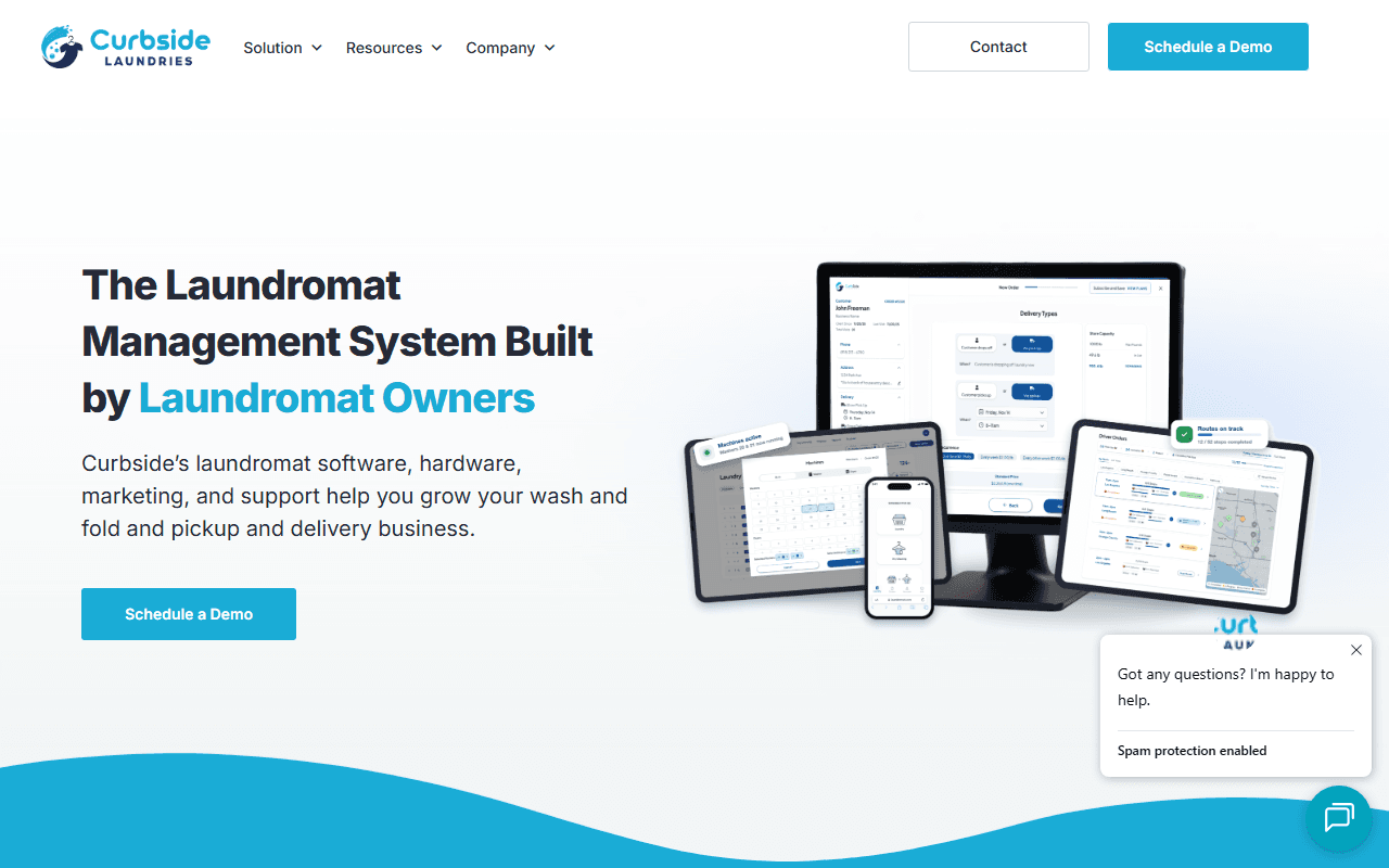 Screenshot of the Curbside Laundries website