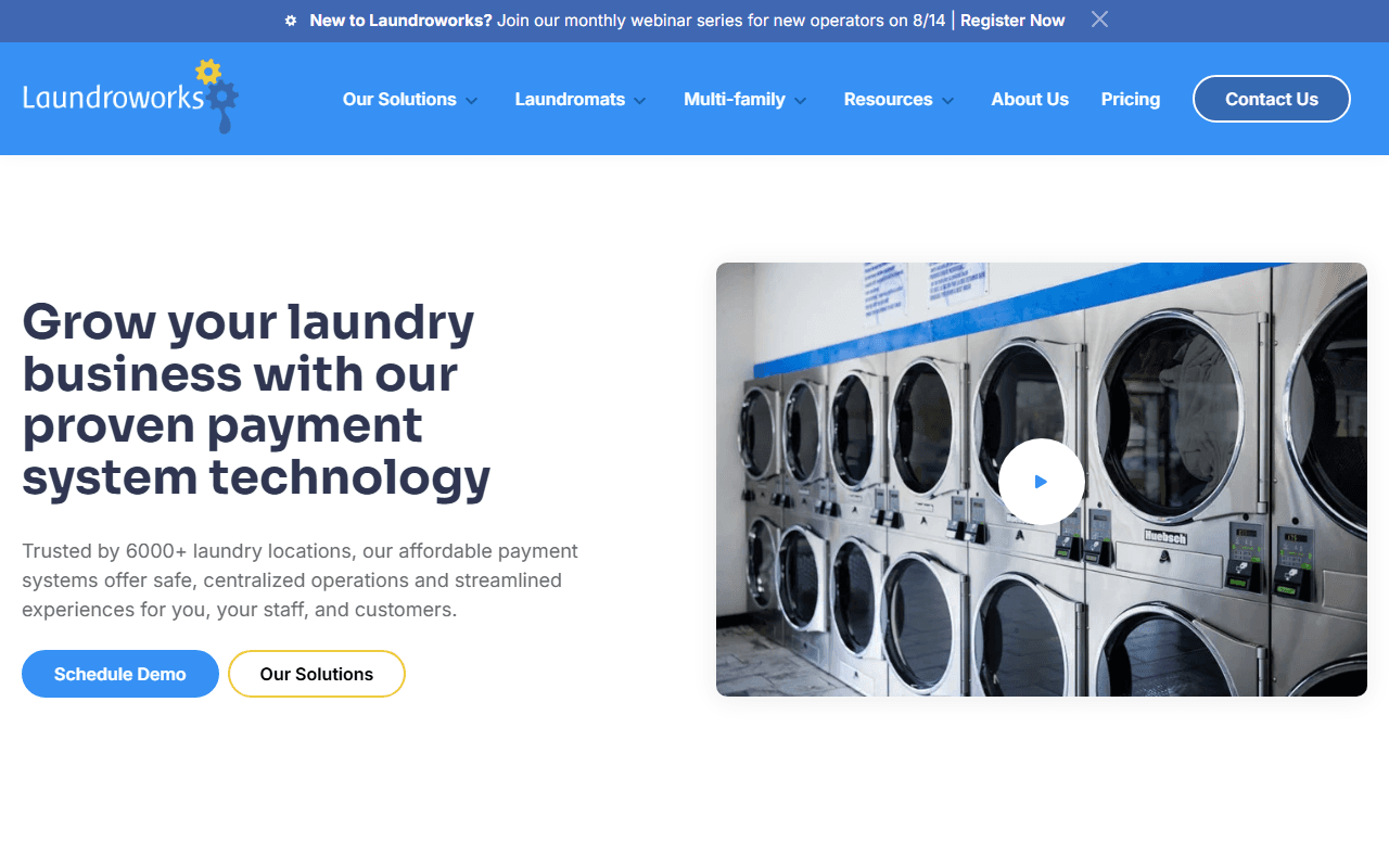 Screenshot of the Laundroworks website