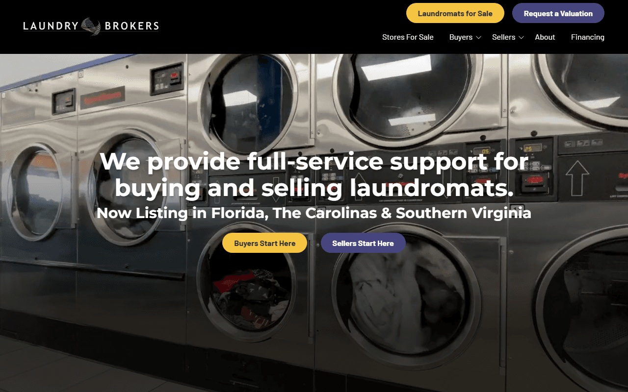 Screenshot of the Laundry Brokers website