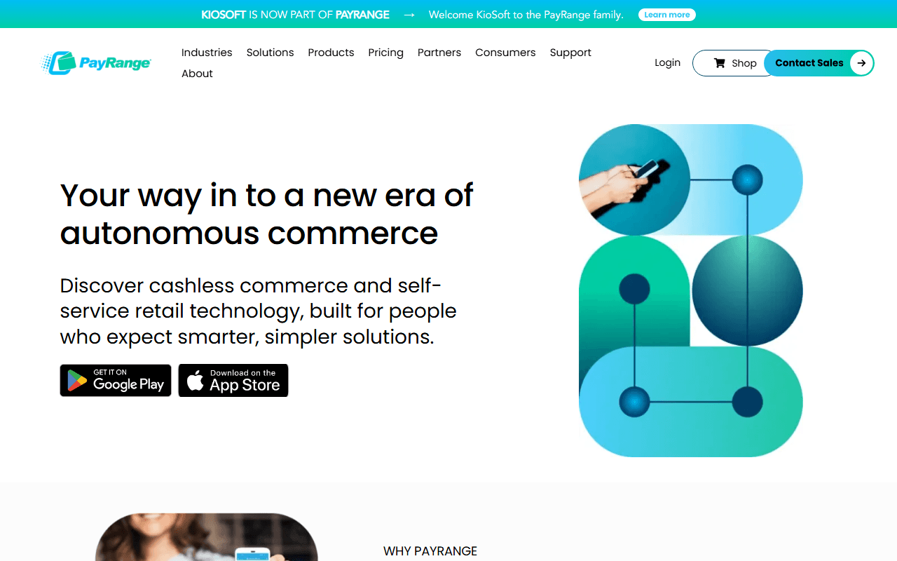 Screenshot of the PayRange website