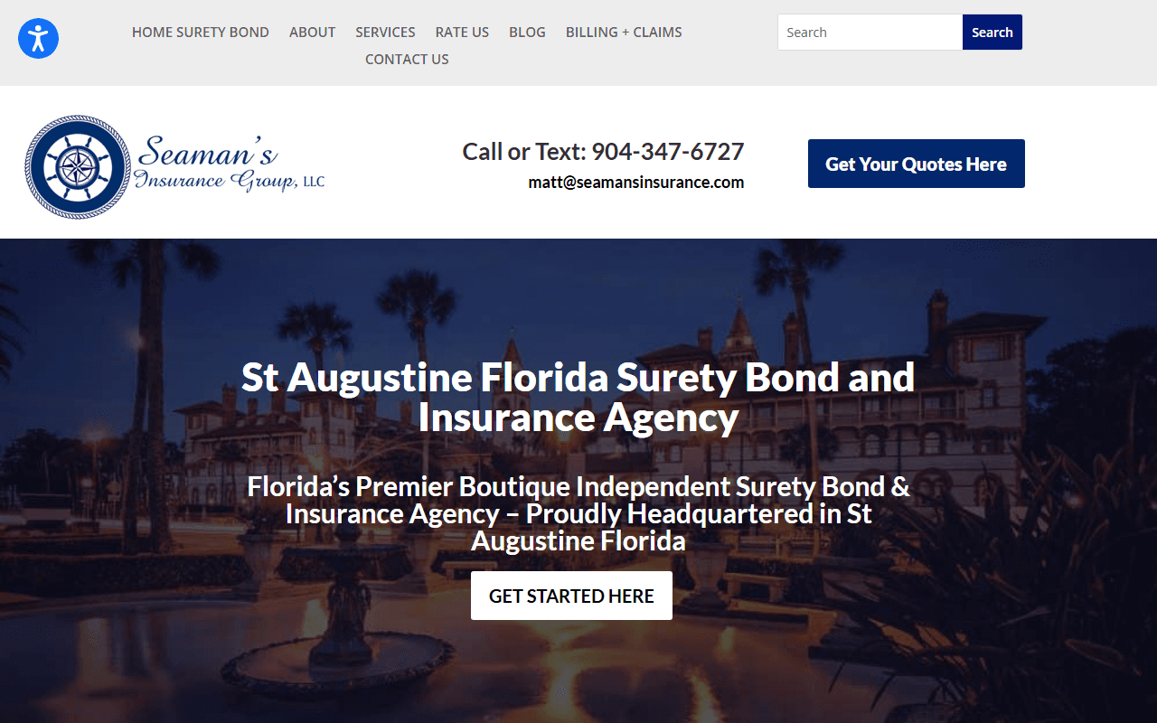 Screenshot of the Seaman's Insurance Group website
